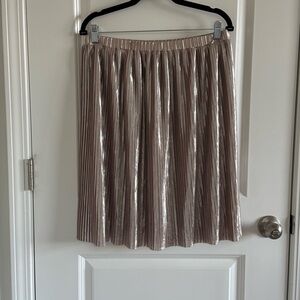LOFT Shiny A-Line Skirt in Metallic Silver